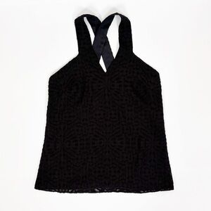 Crosby by Mollie Burch Top Size XS Sleeveless Criss Cross Black Textured Black